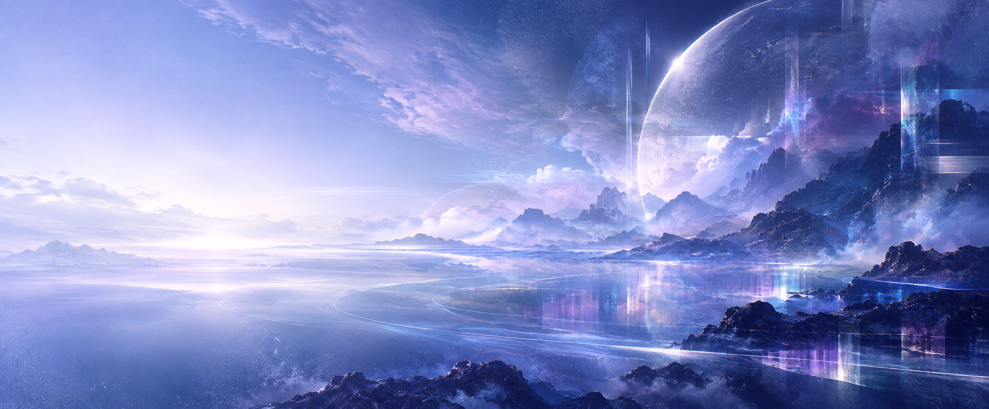 An original blue and violet digital dreamscape